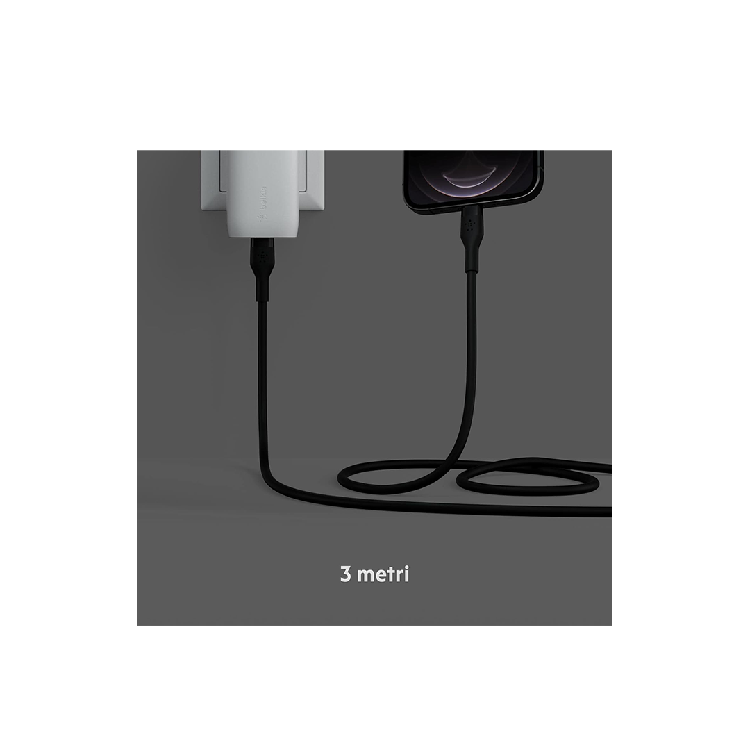 Belkin BoostCharge Flex Silicone USB Type C to Lightning Cable - 3M in Qatar Belkin BoostCharge Flex Silicone USB Type C to Lightning Cable - 3M in Qatar